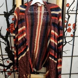 Striped shawl cardigan